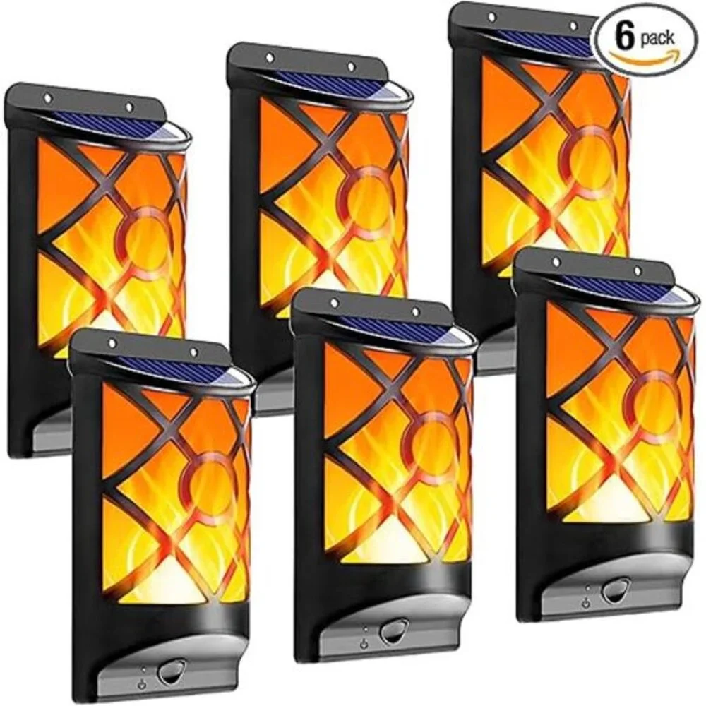 6 Pack Solar Flame Lights Outdoor Waterproof - Realistic 3D Flickering Flame